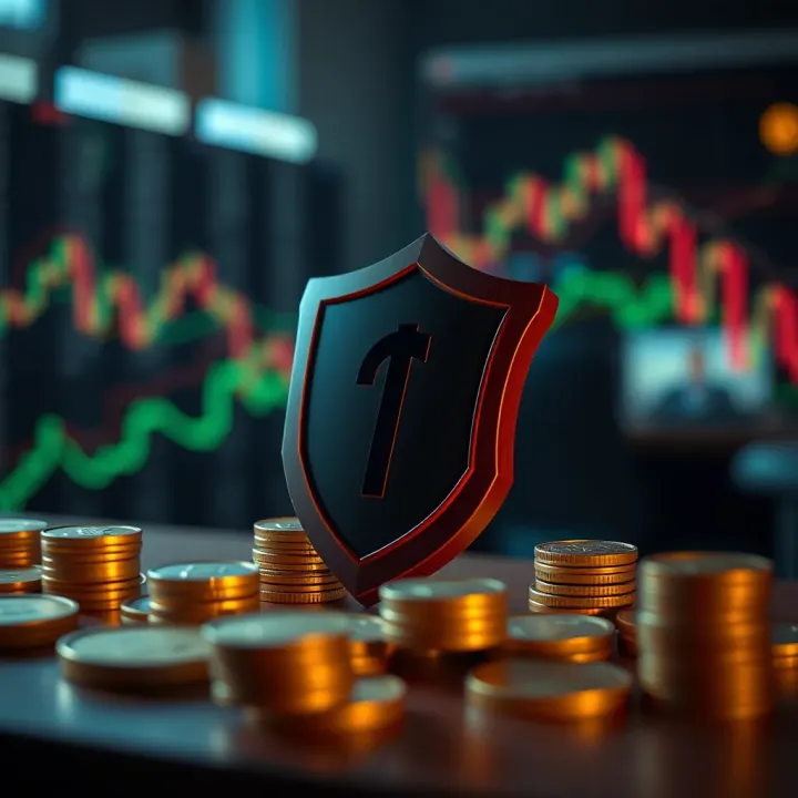 Risk Management Strategies for Binary Options Conceptual illustration of risk management in binary trading with shield and currency symbols