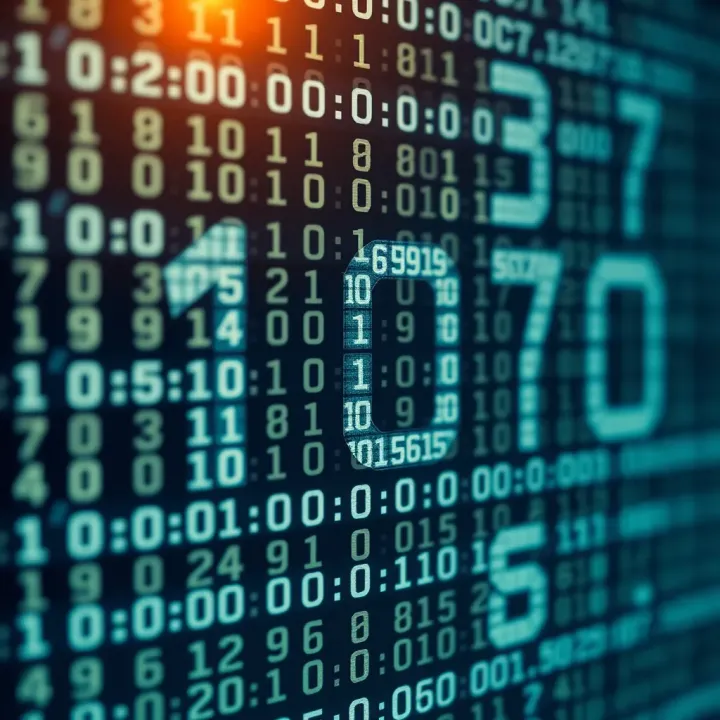 Binary Form of a Large Decimal Number in Computing Visual representation of large decimal number shown as a binary sequence of digits