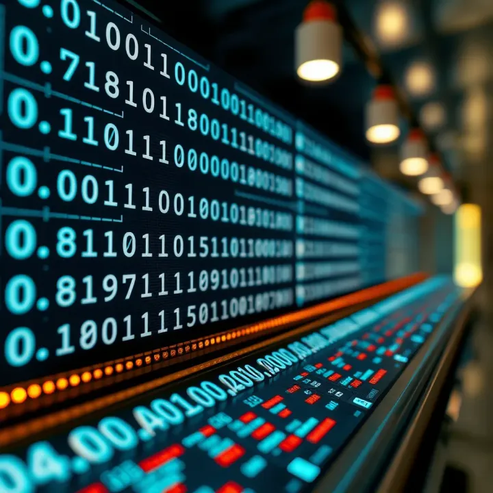 Visual representation of binary sequences used in digital communication and computing