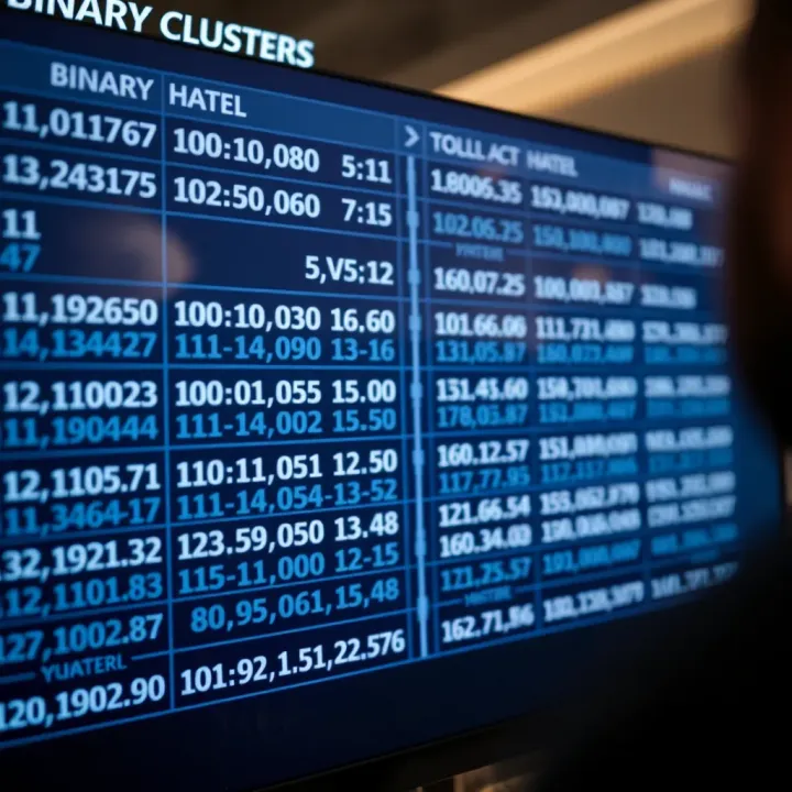 Chart showing equivalence of binary clusters alongside corresponding hexadecimal symbols