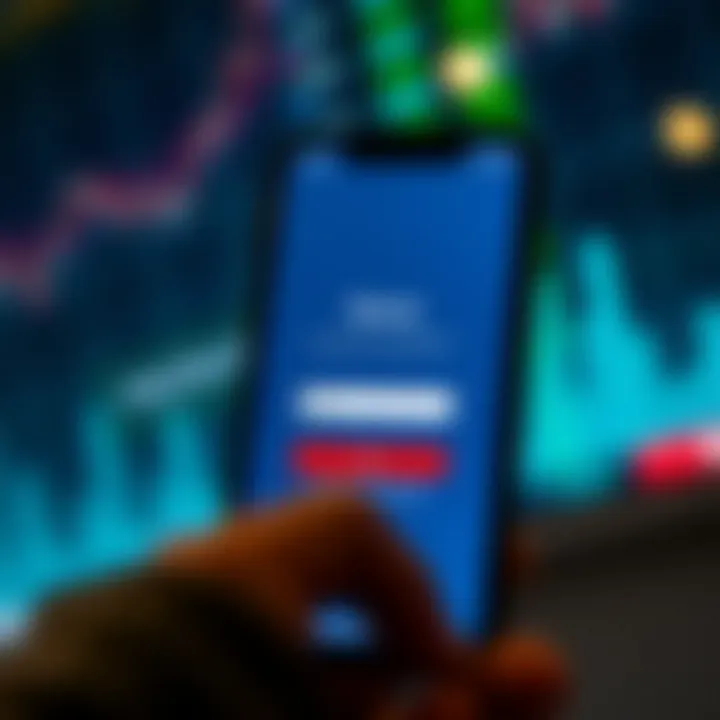 Mobile phone screen displaying a secure login page for a financial trading platform