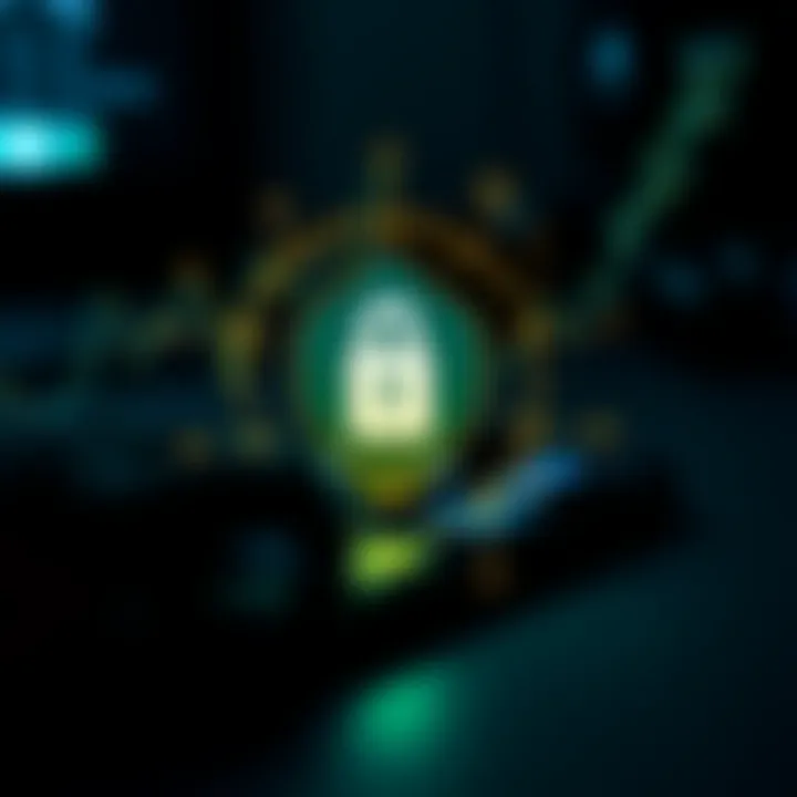 Illustration of digital security elements protecting cryptocurrency assets on a smartphone