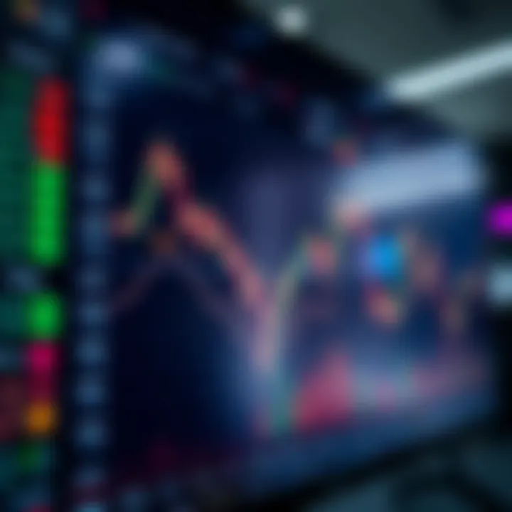 Digital interface displaying various cryptocurrency trading options and market charts