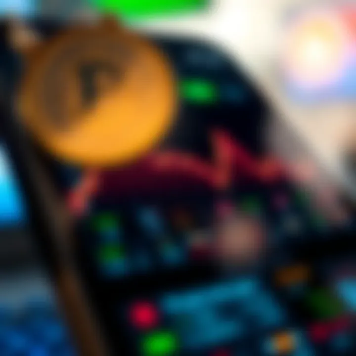 User interface of a cryptocurrency trading app showing real-time market data and various trading options