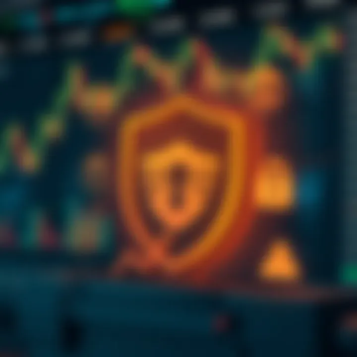 Graphical illustration of secure forex trading with regulatory shield and support icons