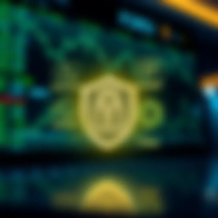 Conceptual graphic depicting secure forex trading with symbols of regulation, customer support, and fees