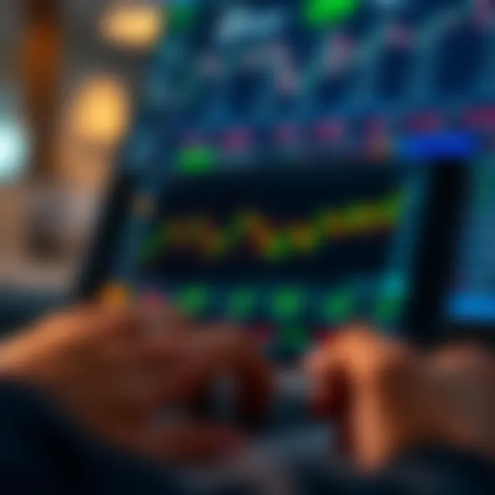 User interface displaying charts and trading options on a mobile device