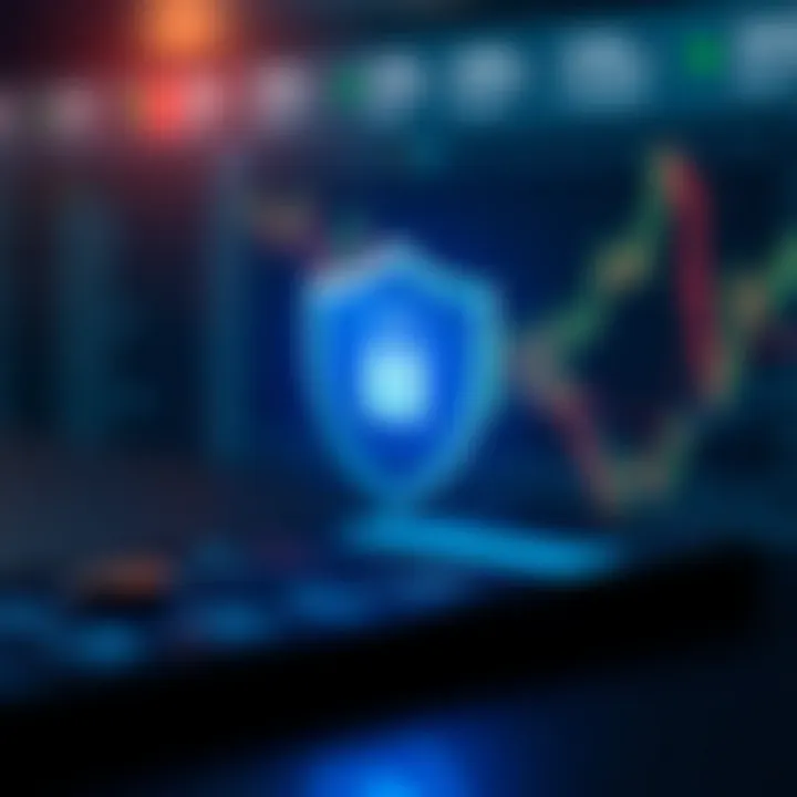 Security shield icon overlaying a smartphone screen symbolizing safe online trading practices