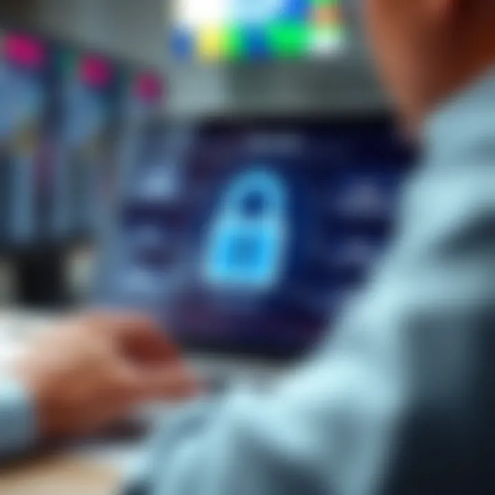 Secure login screen highlighting encryption and data protection features