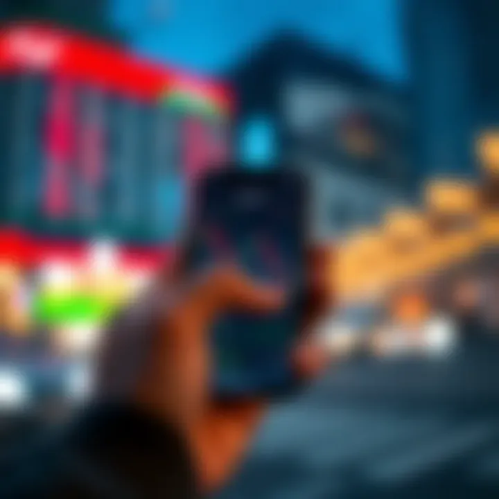 User interacting with a sleek and intuitive stock trading app interface on a smartphone