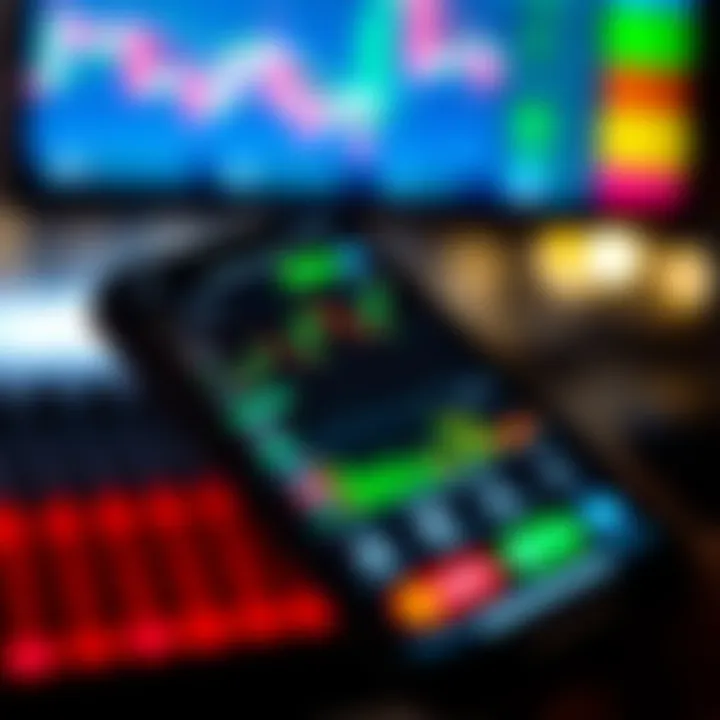 A smartphone screen displaying a user-friendly trading app interface with charts and indicators