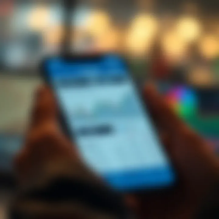 Smartphone displaying a stock trading app interface with charts and portfolio details