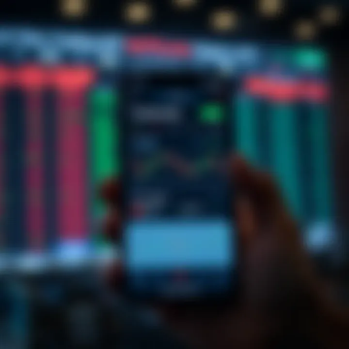 Smartphone screen displaying a user-friendly trading app interface with stock charts and investment options