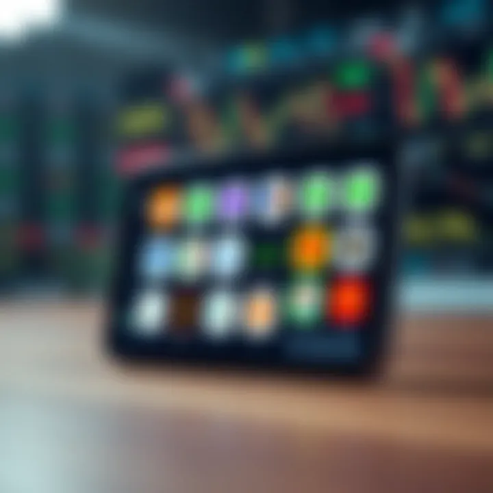 Illustration of a mobile device displaying various trading app icons representing different trading platforms