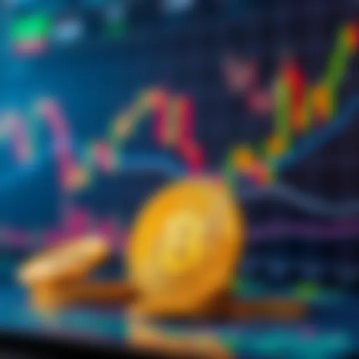 Combination of different crypto trading indicators on a digital interface