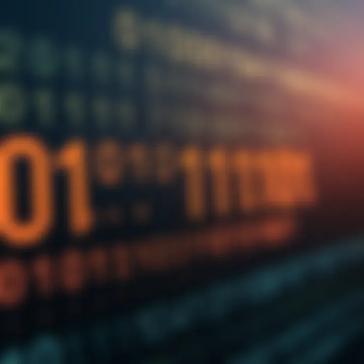 Illustration of binary number system showing zeros and ones representing digital data