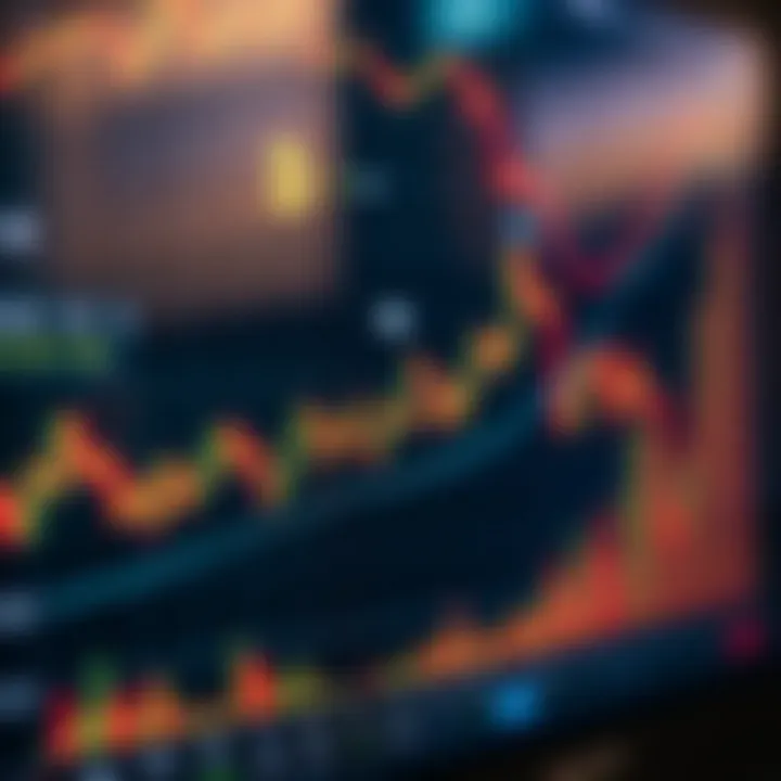 Detailed chart displaying cryptocurrency price trends and trading volumes