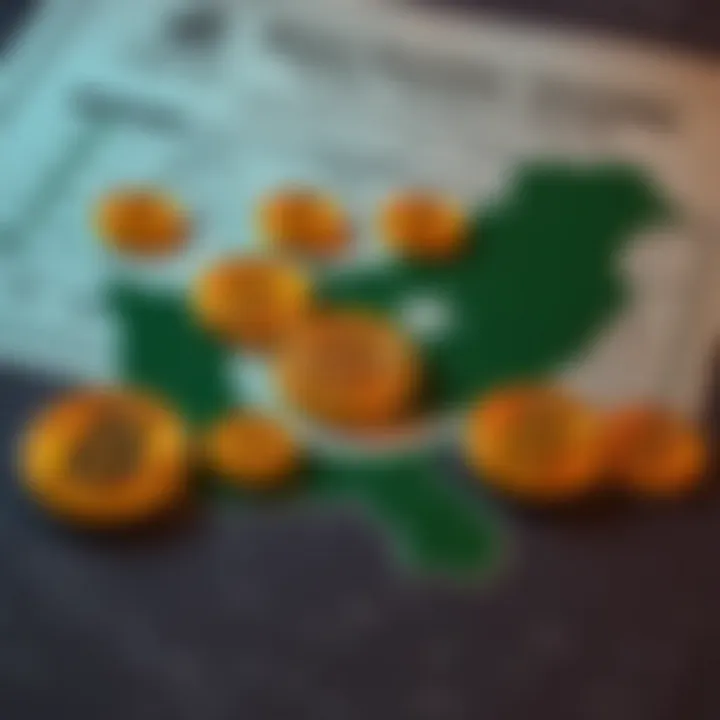 Cryptocurrency symbols overlaid on Pakistan's map with a regulatory document in the background