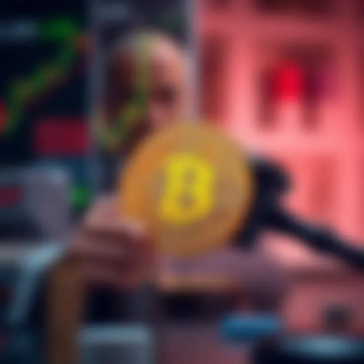 Conceptual illustration of secure cryptocurrency investment with focus on legal and security aspects