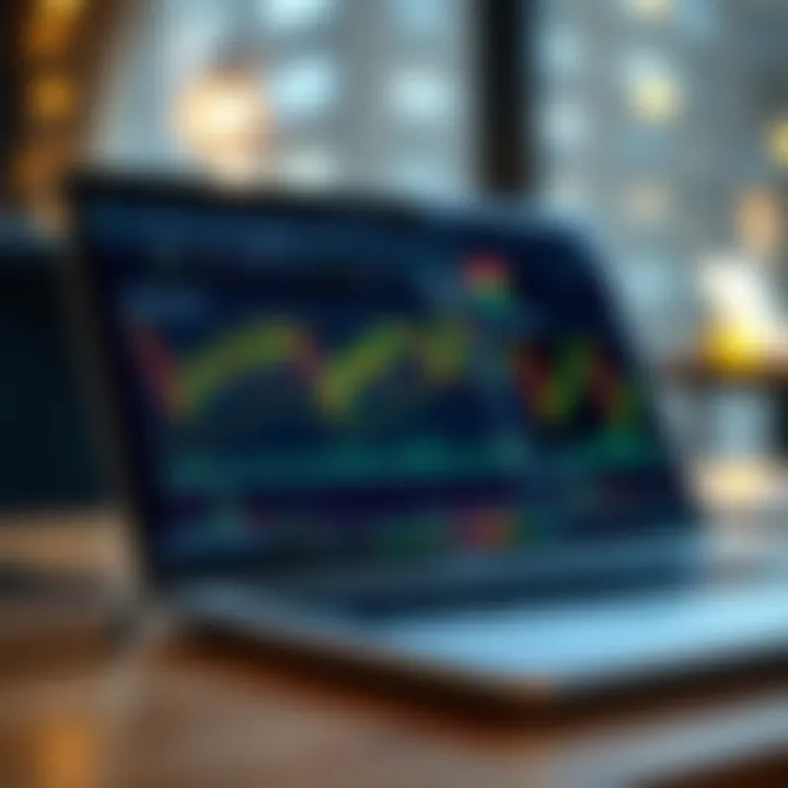 Close-up of a laptop screen displaying forex trading charts and currency pairs