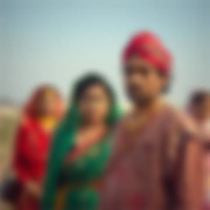 Illustration of traditional and modern cultural symbols blended to depict gender diversity in a South Asian context