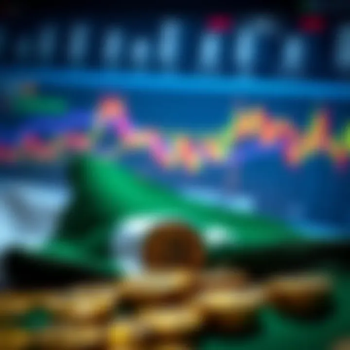 Pakistani flag with digital coins and a financial chart showcasing investment perspectives