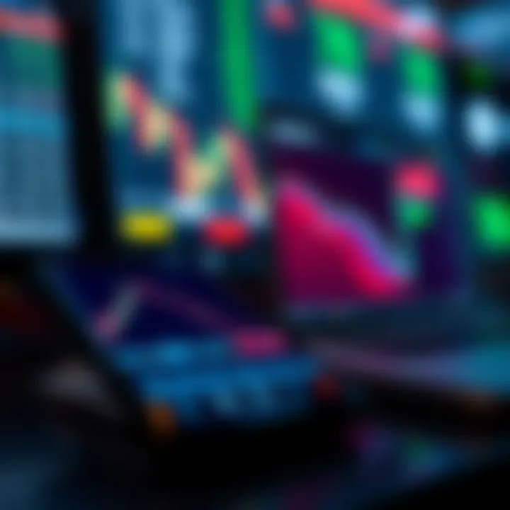 Mobile phone displaying forex trading charts and currency exchange rates