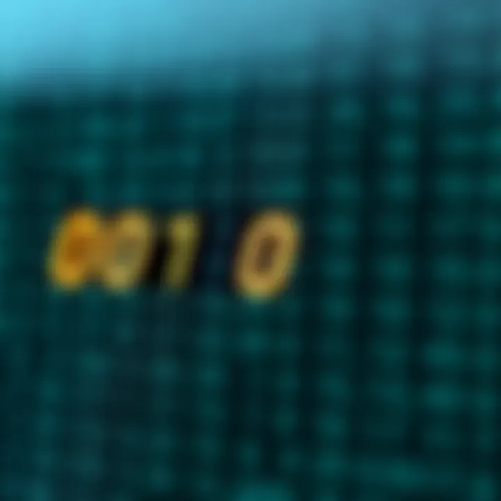 Diagram showing binary digits transforming into decimal values