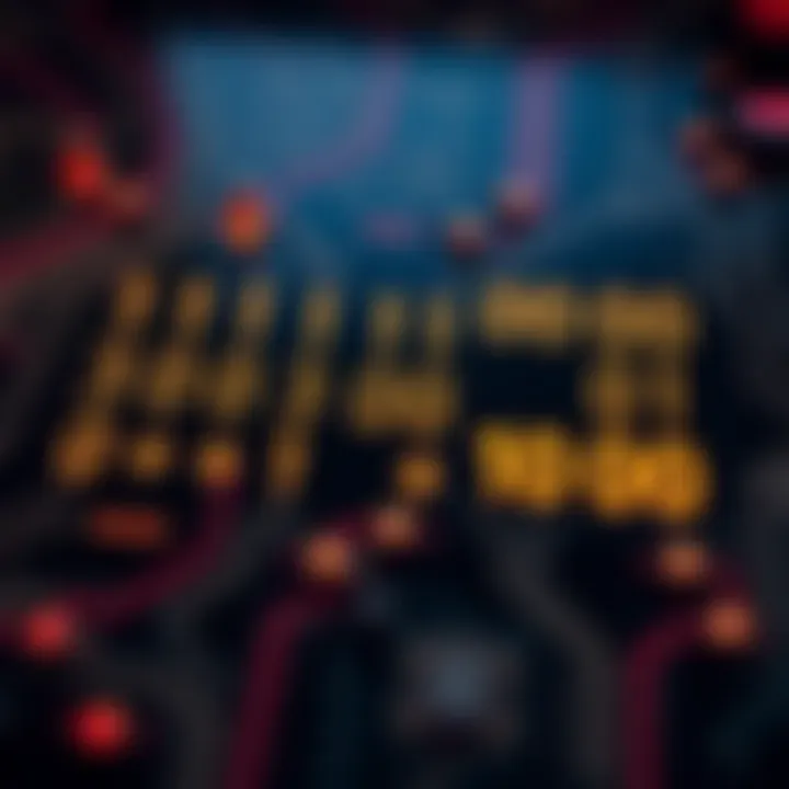 Diagram illustrating the binary numbering system with zeroes and ones in a digital circuit