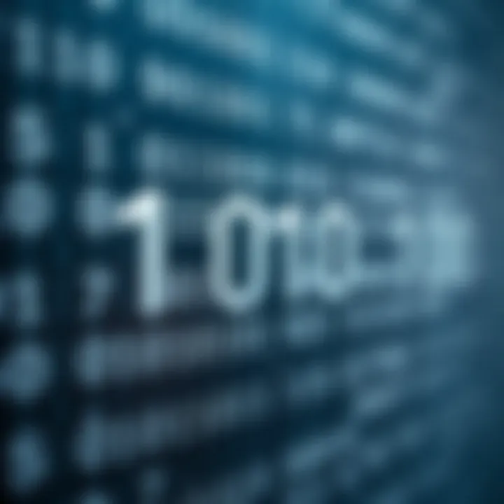 Diagram illustrating the binary number system with bits representing zeros and ones