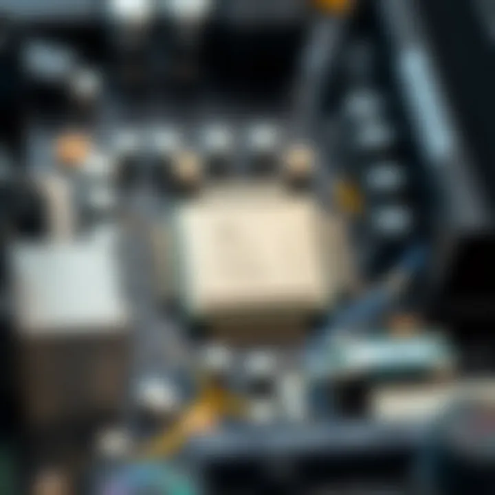 Illustration of computer hardware components such as processor and memory modules