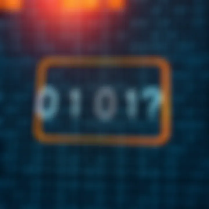 Diagram illustrating binary data representation with zeros and ones in digital storage