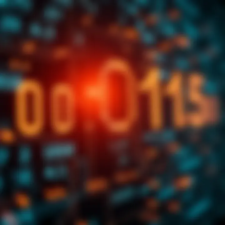 Visualization of digital data storage using binary digits forming circuits and memory cells