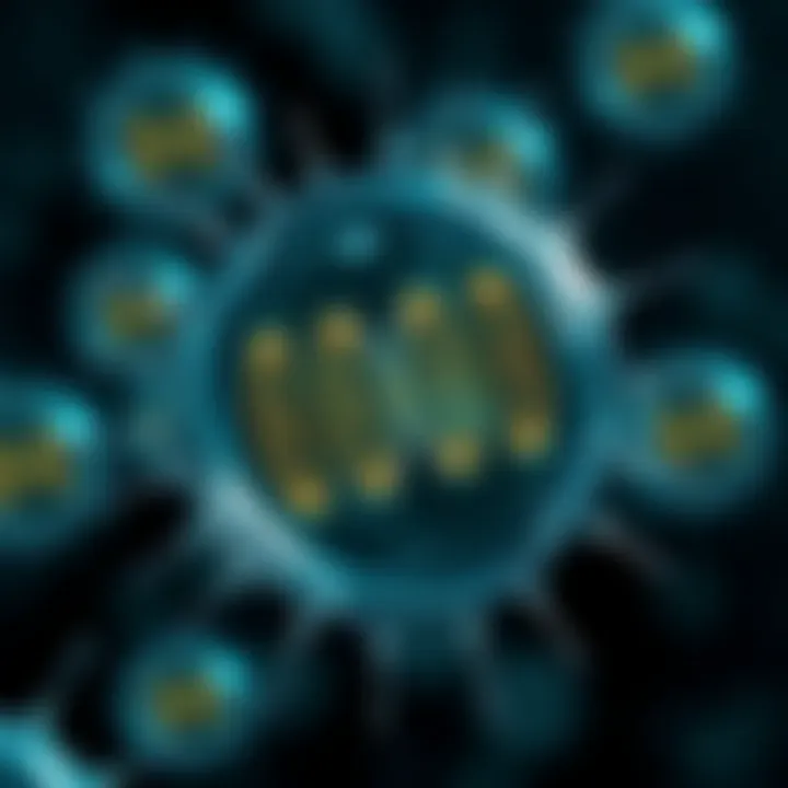 Diagram illustrating binary fission in a bacterial cell showing DNA replication and cell membrane division