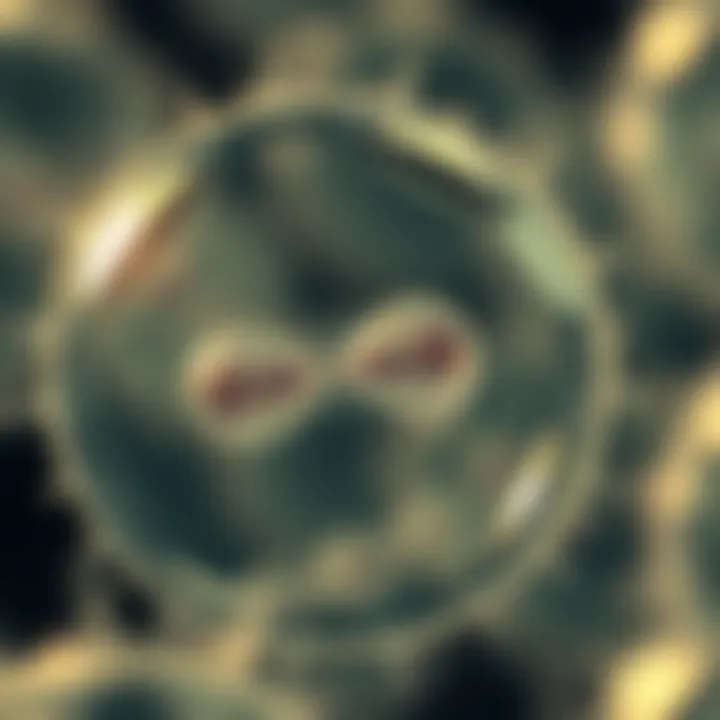 Microscopic view of a bacterium undergoing binary fission with visible cell division