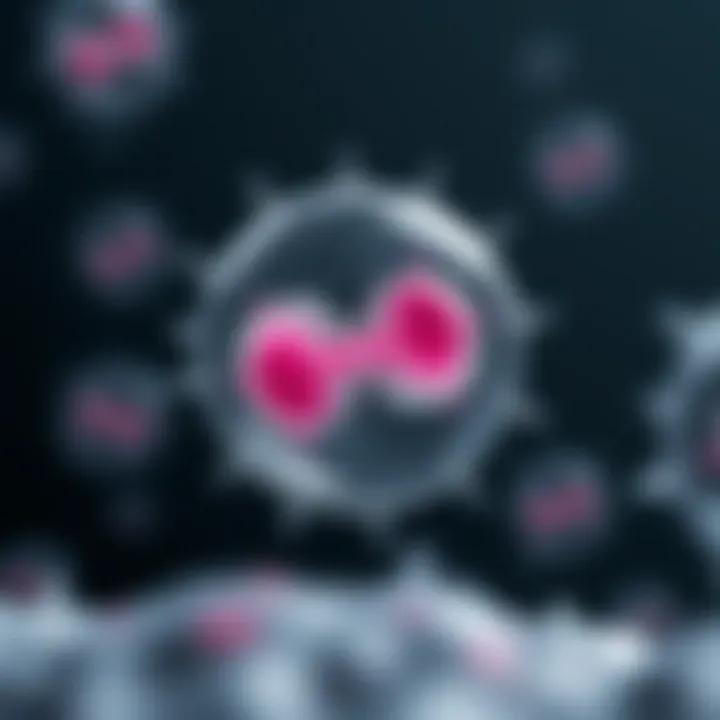 Illustration of a single-celled organism splitting into two identical cells