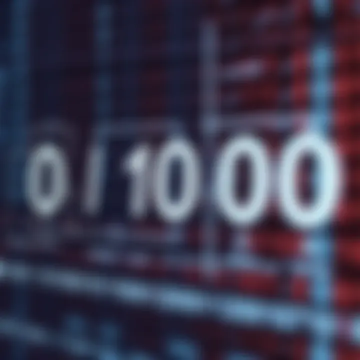 Diagram illustrating binary number system with zeros and ones and their Urdu labels