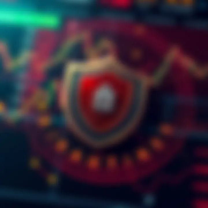 Conceptual representation of secure binary option trading with shield and digital interface