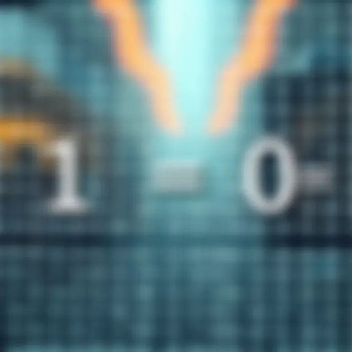 Visual example showing conversion of a binary number to its decimal equivalent using weighted addition