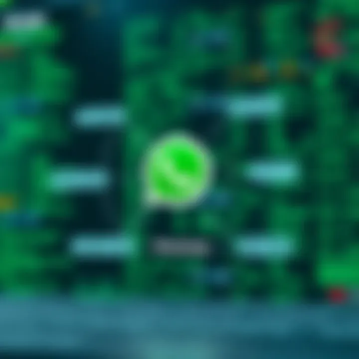Diagram illustrating the concept of binary code linked to WhatsApp group connection