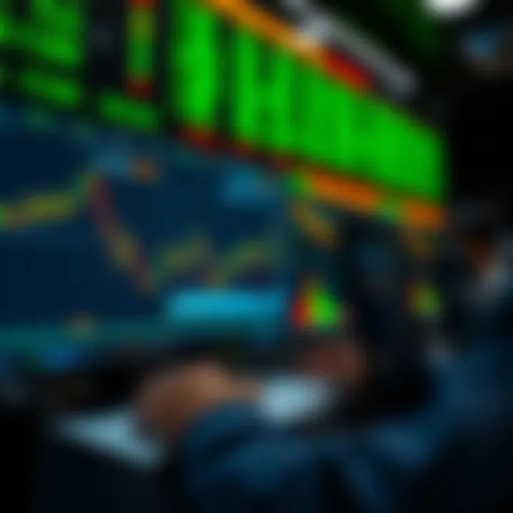 Software Executing Trades on Cryptocurrency Exchanges Conceptual illustration of software executing trades on cryptocurrency exchanges with digital interface elements