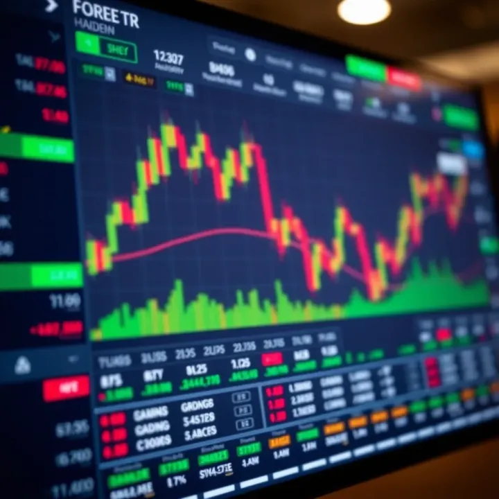 Forex trading platform interface displaying currency charts and trading options