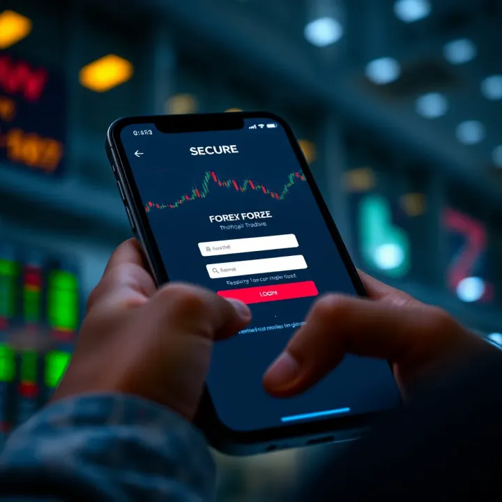 Mobile device screen illustrating regulatory compliance features and secure login for forex trading in Pakistan