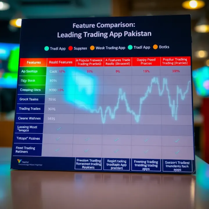 Comparison chart highlighting features of popular trading apps available in Pakistan
