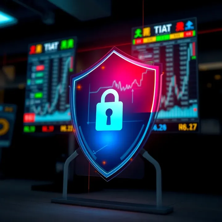 Security Features in Trading Apps for Safe Investment Secure digital shield icon representing security features in financial trading applications