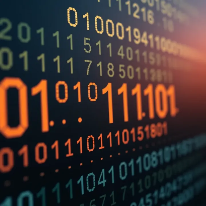 Illustration of binary number system showing zeros and ones representing digital data