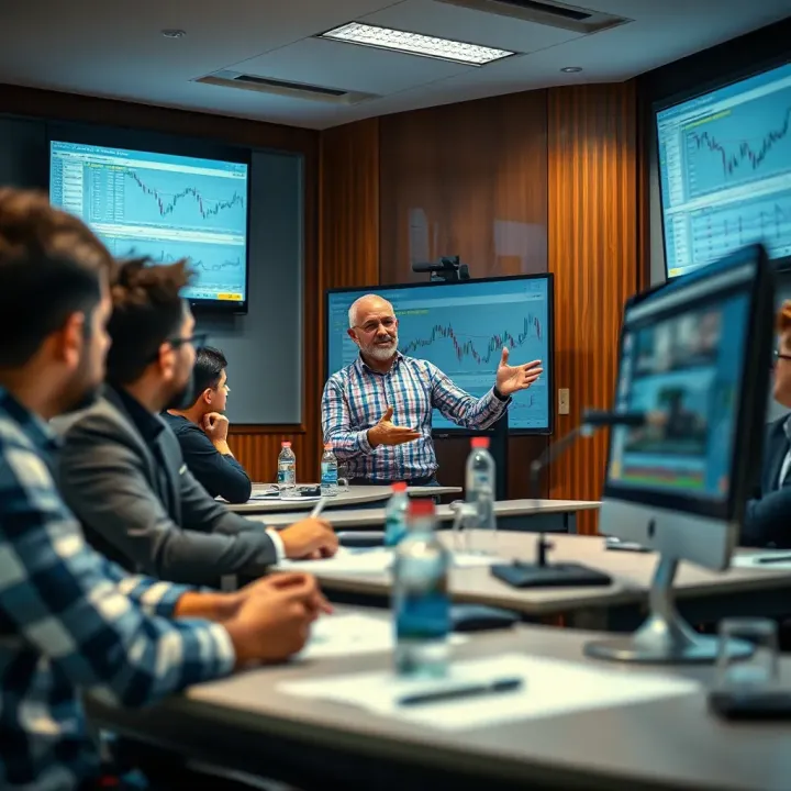 Interactive Forex Trading Education Session in Islamabad Classroom setting with instructor explaining forex trading concepts to attentive students