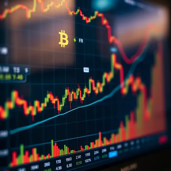 Detailed chart displaying cryptocurrency price trends and trading volumes