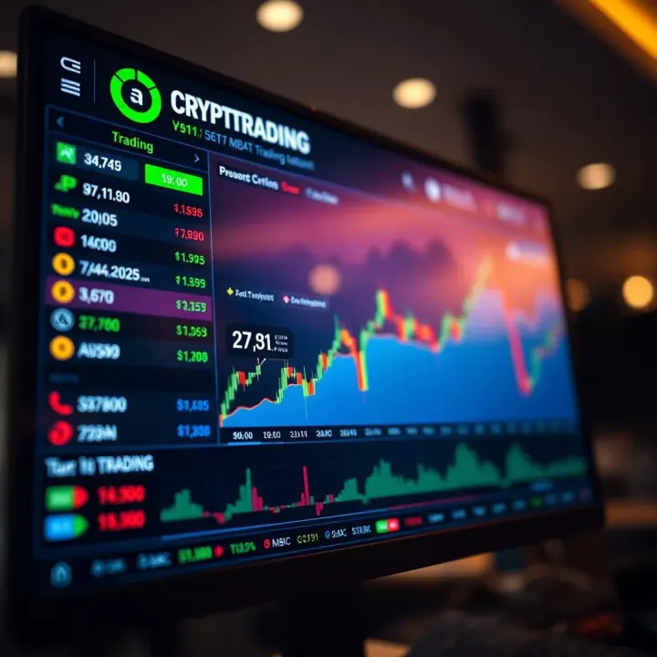 Interface of a crypto trading platform displaying various cryptocurrency options and trading tools