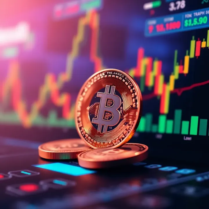 Illustration of digital cryptocurrency symbols with Pakistani flag colors in a futuristic trading interface